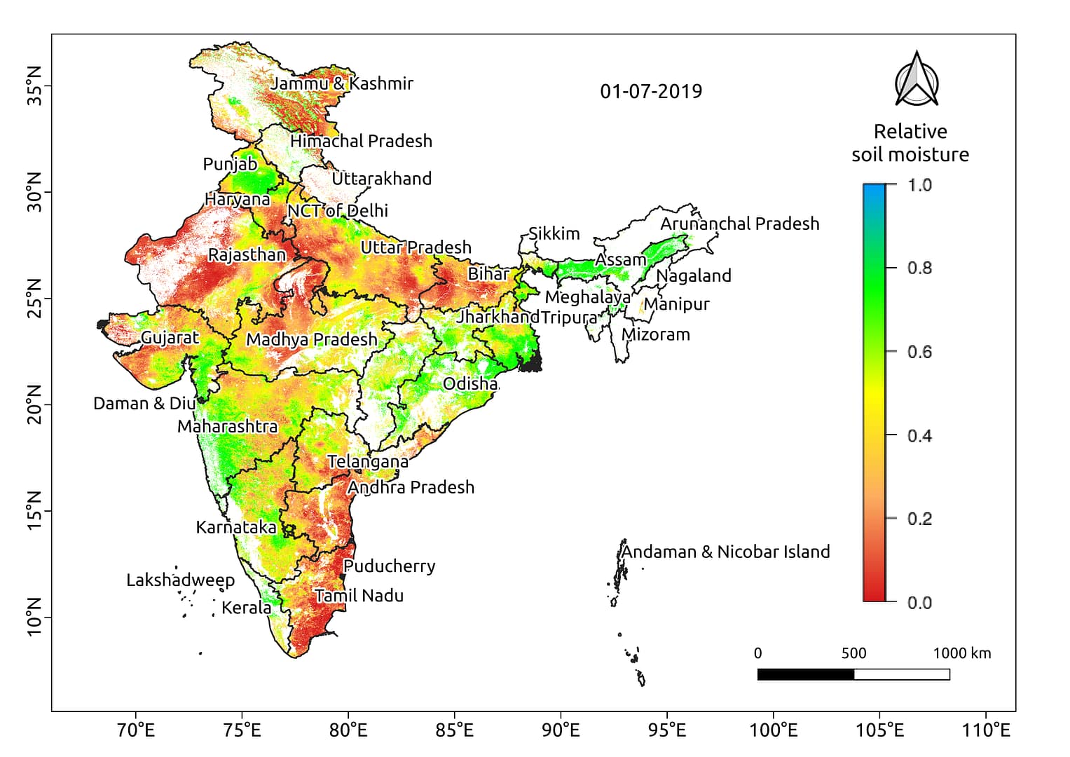 Soil Moisture of India (01-07-2019)